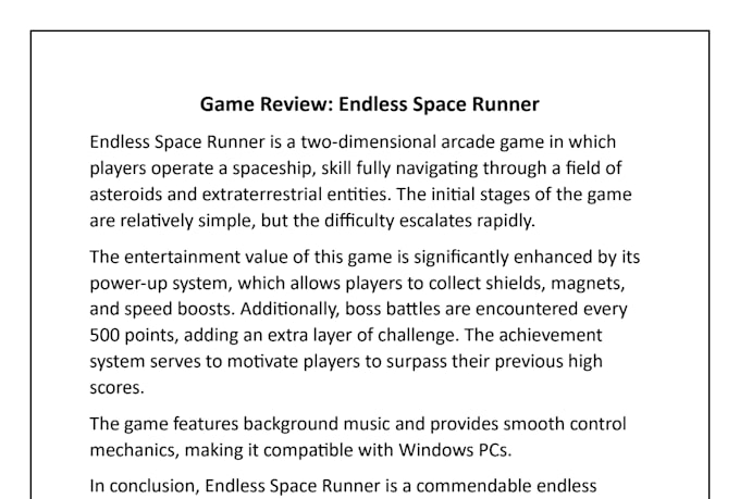 compose reviews and descriptions for video games